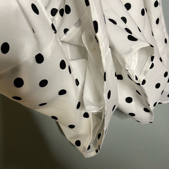 La'Ven black and white polka dot tie front romper - Picture 5 of 5